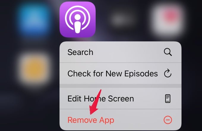 remove default apple app