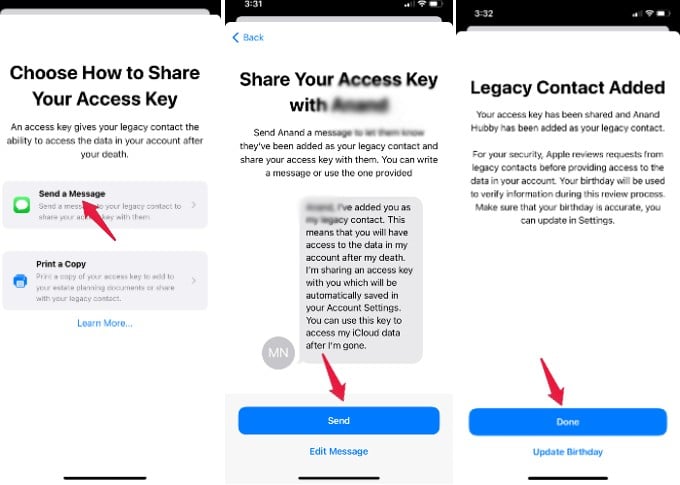 share access key legacy contact