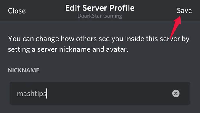 Change Nickaname in Discord Server from Mobile