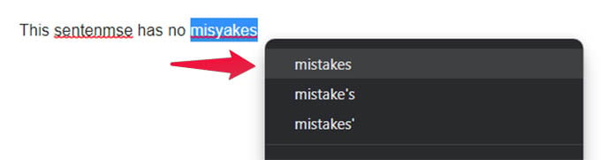 Choose Correct Spelling from Chrome Spell Checker