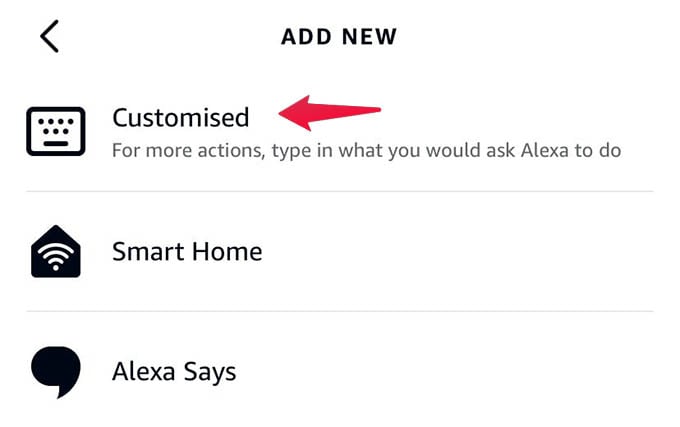 Customized Command Action in Amazon Alexa Routine