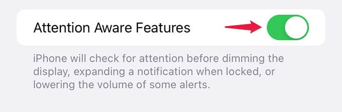 Enable Attention Aware Features on iPhone