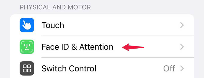 Face ID and Attention Settings on iPhone