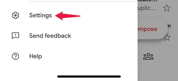 Gmail App Settings on Phone