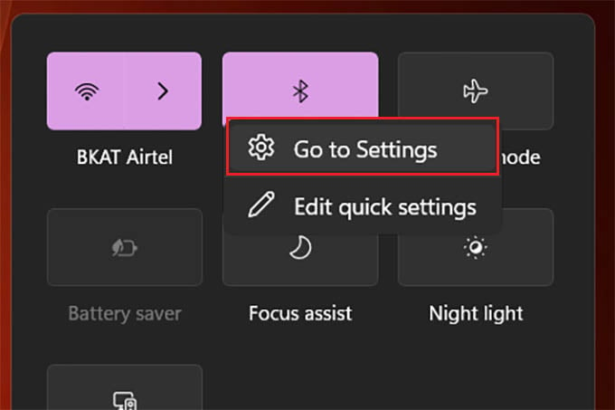 Go to Bluetooth Settings on Windows 11