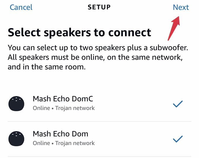 Select Speakers to Connect and Pair in Amazon Alexa