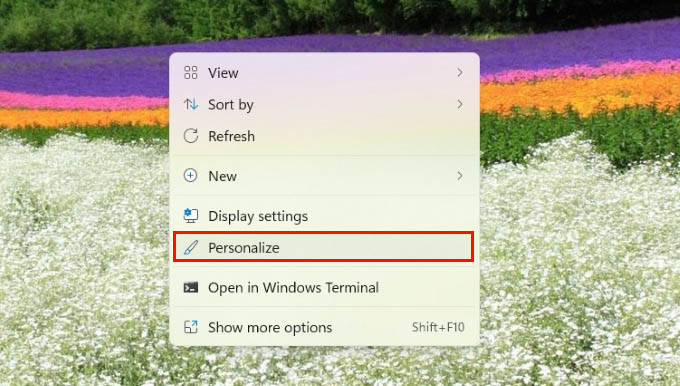 Windows 11 desktop context menu