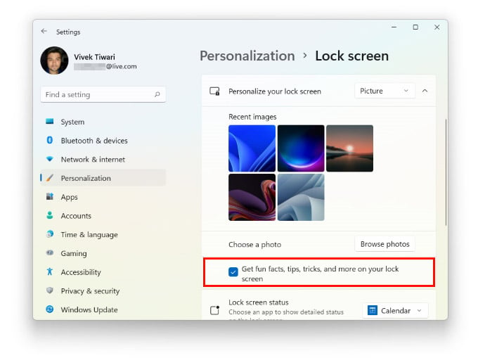 disable Windows 11 lock screen tips