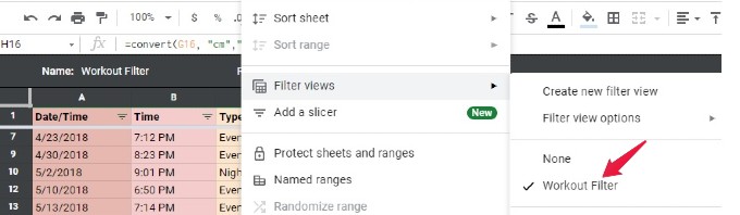 access saved view google sheets