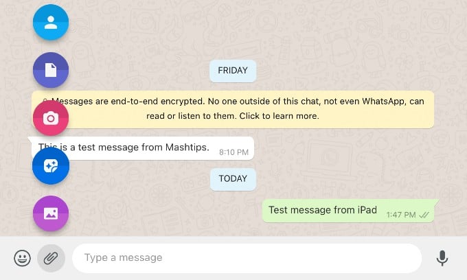 compose message on whatsapp ipad