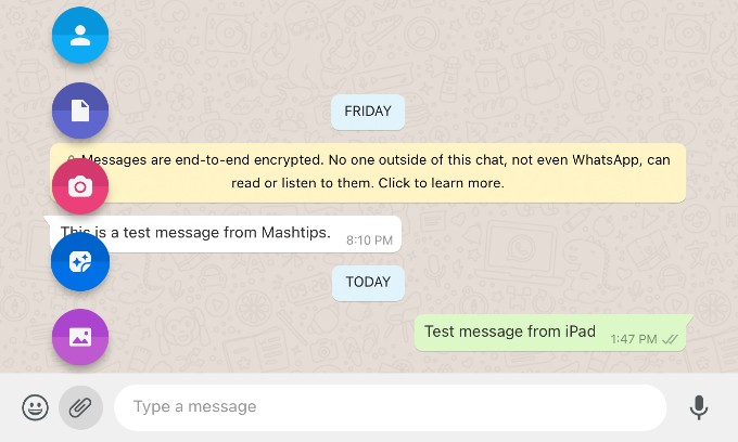 compose message on whatsapp ipad