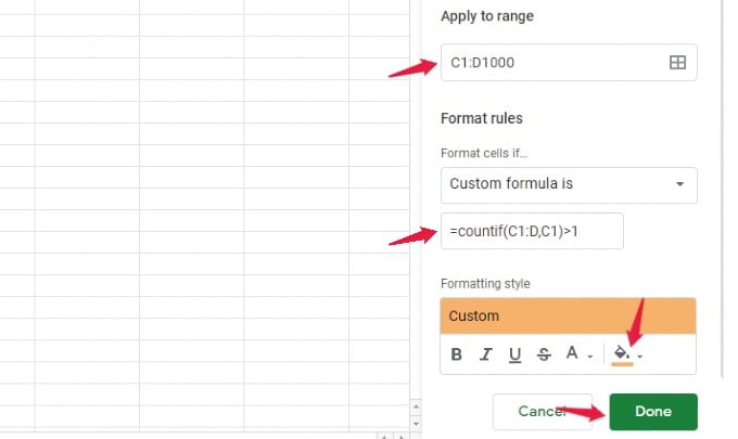 conditional formatting multiple columns google sheets