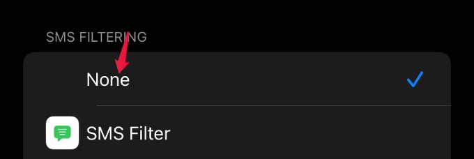 disable sms filtering iphone
