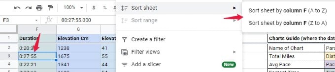 google sheet sort sheet option