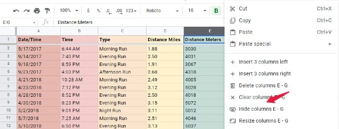 How to Hide Columns in Google Sheets - 47