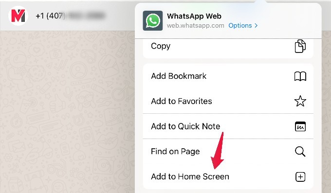 ipad create shortcut for whatsapp