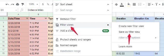 save filter view google sheet