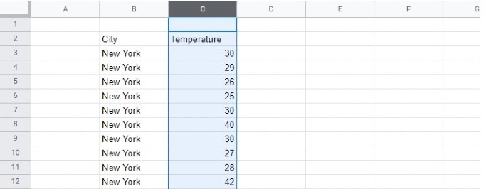 select column google sheets