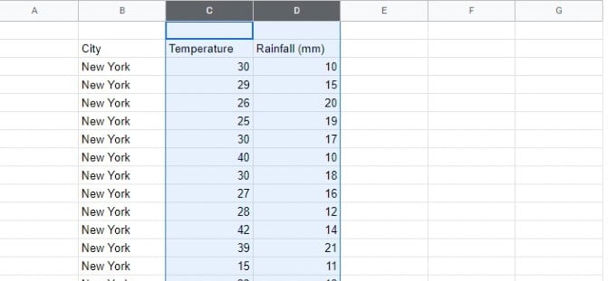 select multiple columns google sheets