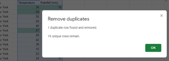 success message remove duplicates google sheets