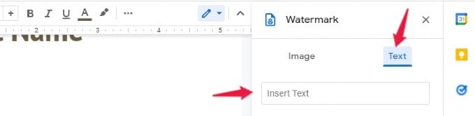 text watermark menu google docs