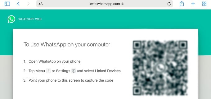 whatsapp qr code ipad
