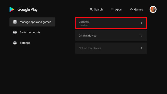 Update app on Android TV