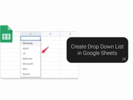 Create Drop Down List in Google Sheet