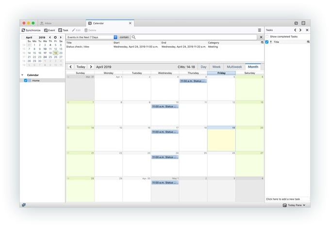 Thunderbird Lightning Calendar for Windows