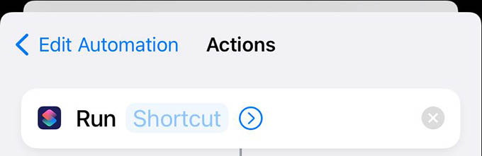 Run Shortcut in iPhone Automation