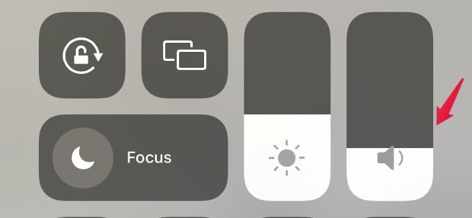 adjust volume from control center iphone