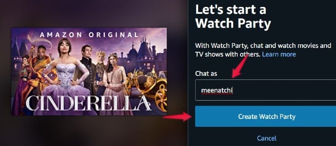 amazon prime create watch party browser