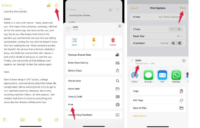 create pdf from notes app iphone