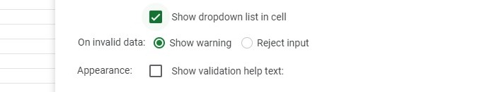 drop down list configuration options