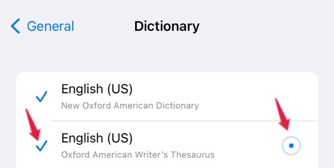 enable dictionaries on iphone