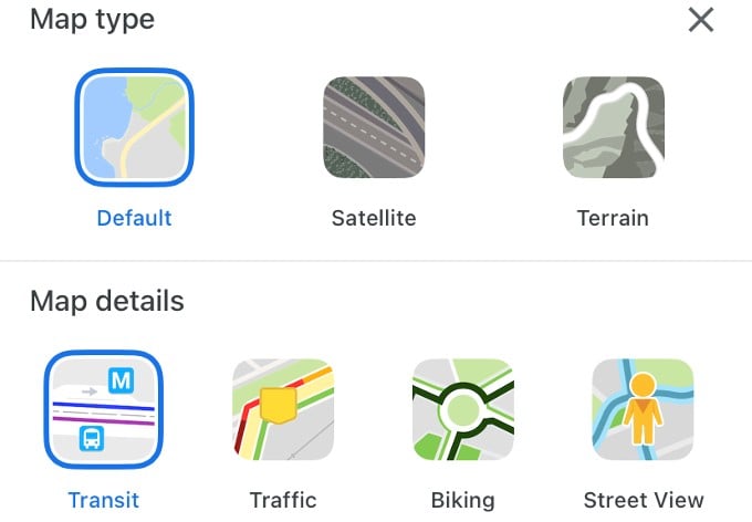 google maps types and views