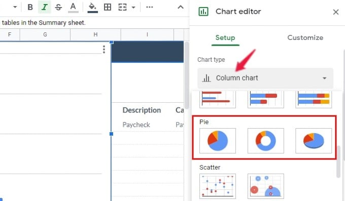 google sheets chart editor