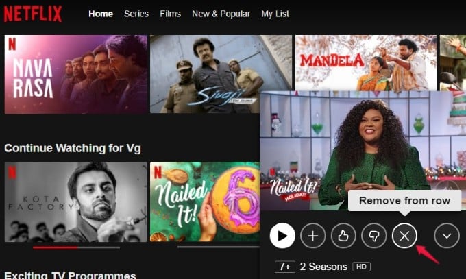 netflix remove titles from continue watching in PC