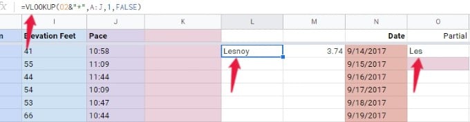 vlookup formula with wildcard google sheets