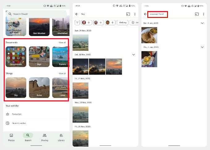 Google Photos object search