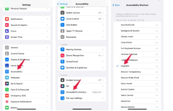 accessibility shortcut for magnifier iphone