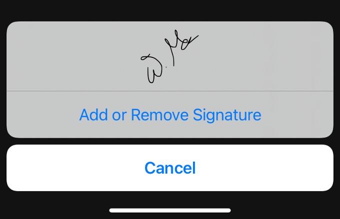 add existing signature on iphone