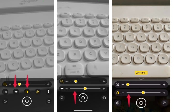 adjust brightness contrast magnifier iphone