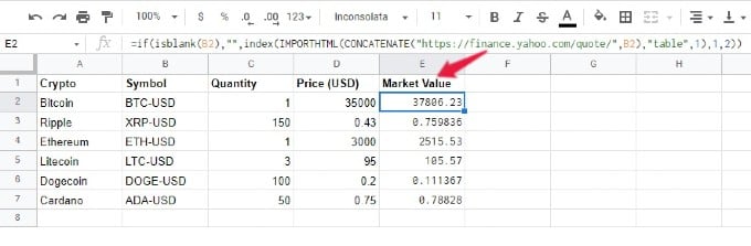 How to Create Realtime Crypto Portfolio Tracker with Google Sheets - 67