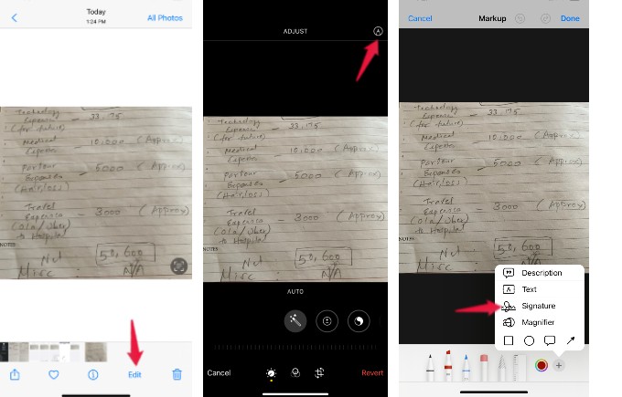 insert signature to images on iphone
