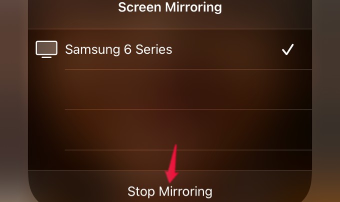 stop screen mirroring iphone