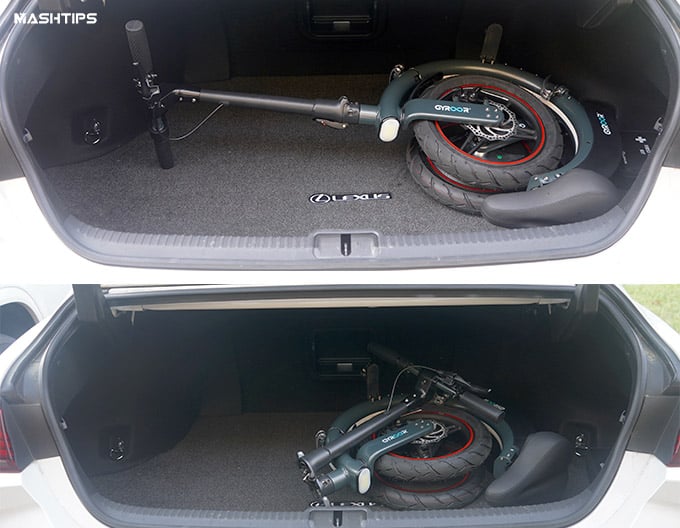 Gyroor C2 Ebike Folded and Placed Inside Trunk
