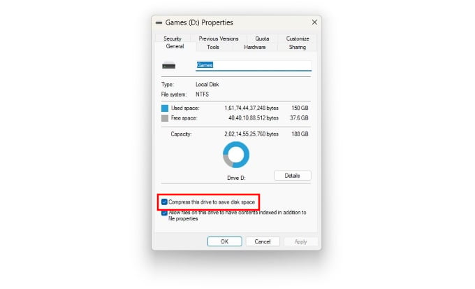 Compress this drive to save disk space