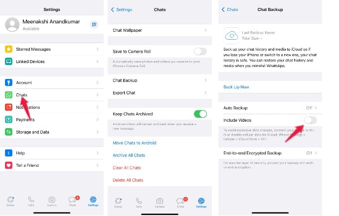 exclude whatsapp media icloud backup