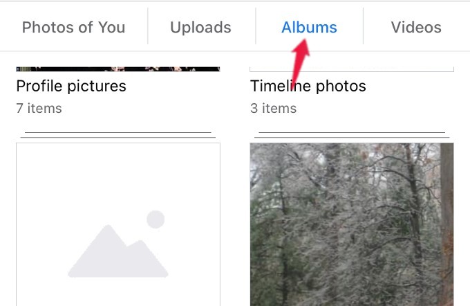 facebook photos tab on phone